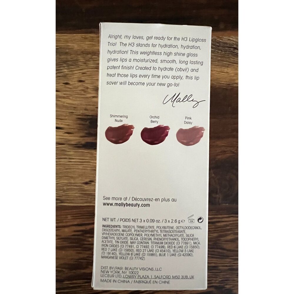 Mally H3/Hydrating Lip Gloss Trio- 3 Piece Set - New